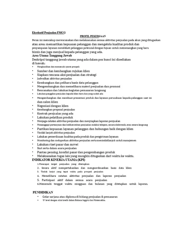 Eksekutif Penjualan (JSO)
