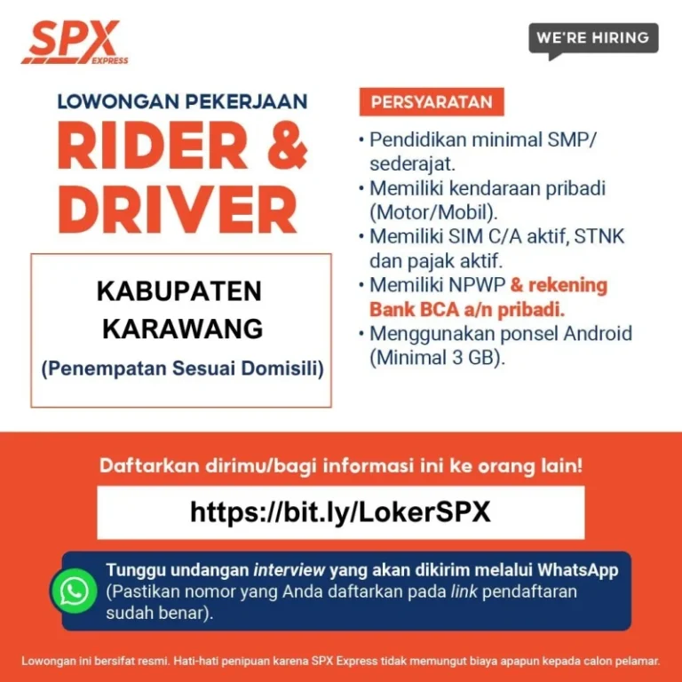 Kurir Motor Ekspedisi SPX Area Banda Aceh & Sekitarnya