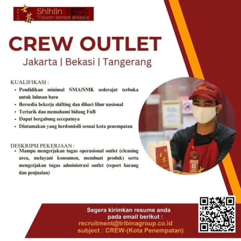 Crew Outlet – Penjualan Retail (Shift Pagi/Siang)