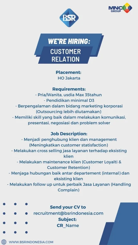Customer Relations Officer (CRO) – Pengelola Hubungan Klien