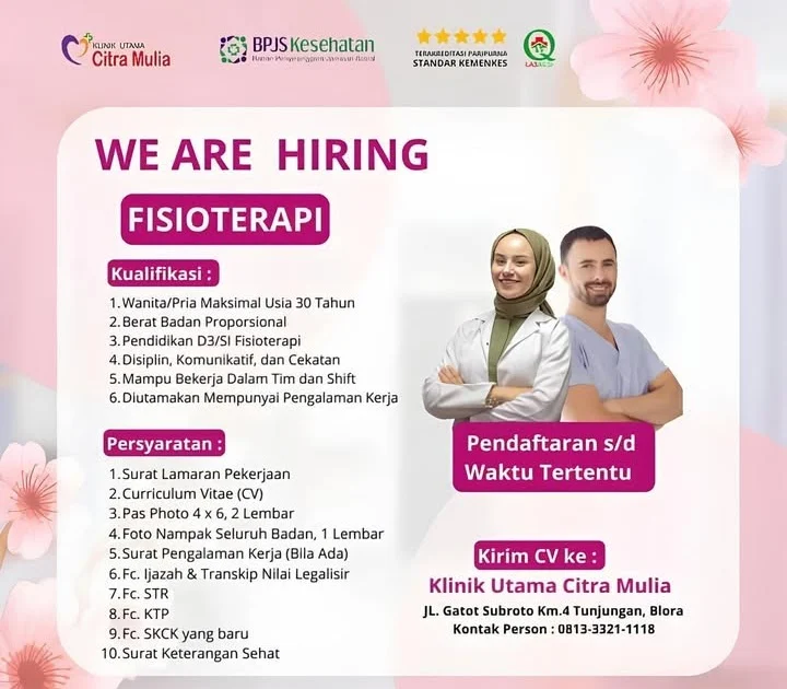 Fisioterapis Berpengalaman – Bergabung di Klinik Terpercaya