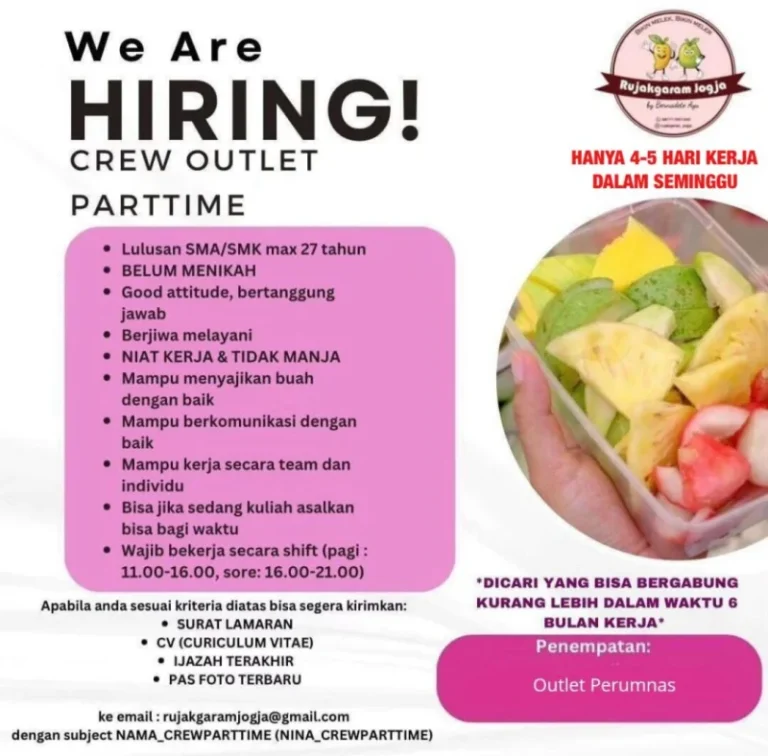 Lowongan Crew Outlet Paruh Waktu – Bergabung Sekarang!