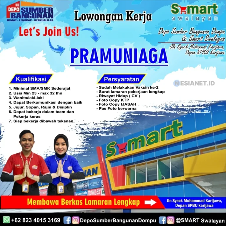 Lowongan Pramuniaga di Sidrap – Bergabung Sekarang