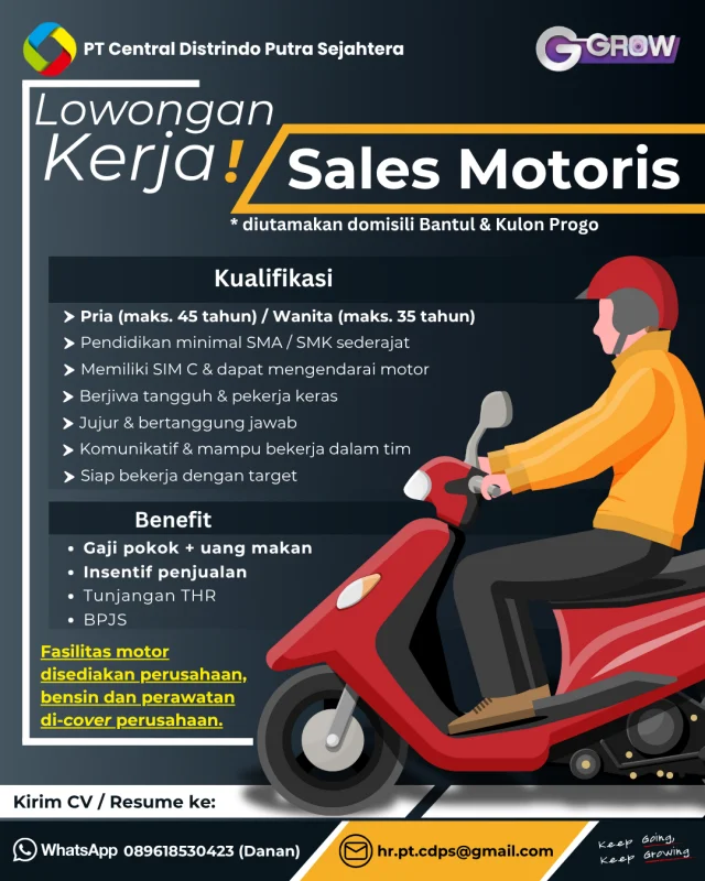 Lowongan: Sales Motoris – Bergabung di Palu