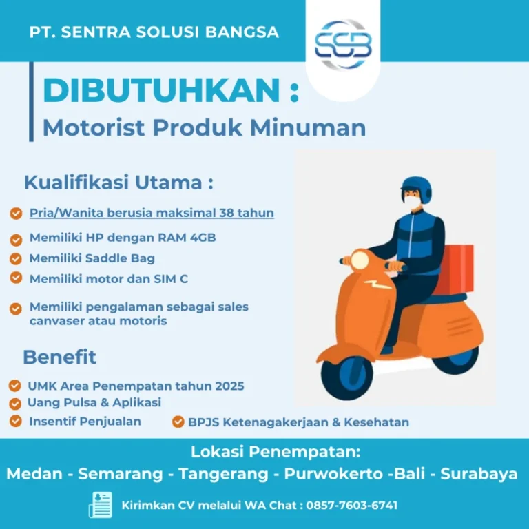 Sales Motoris untuk Wilayah Indramayu & Subang