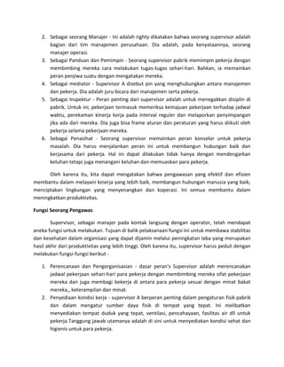 Supervisor Tim Operasional – Memimpin & Mengoptimalkan Proses